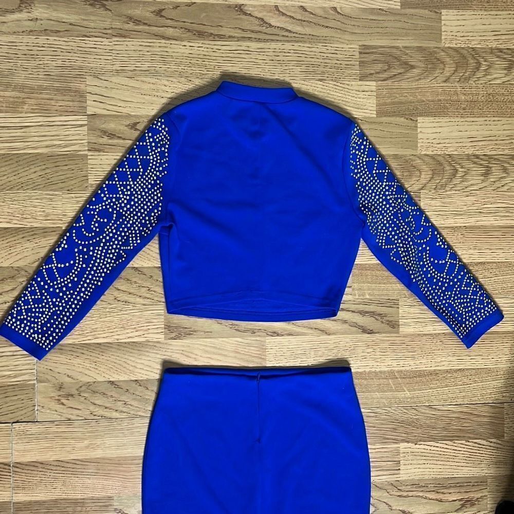 Banjul Women's Top and Skirt Set Sequin Bodycon Long Sleeve Blue Size Small - Picture 8 of 15
